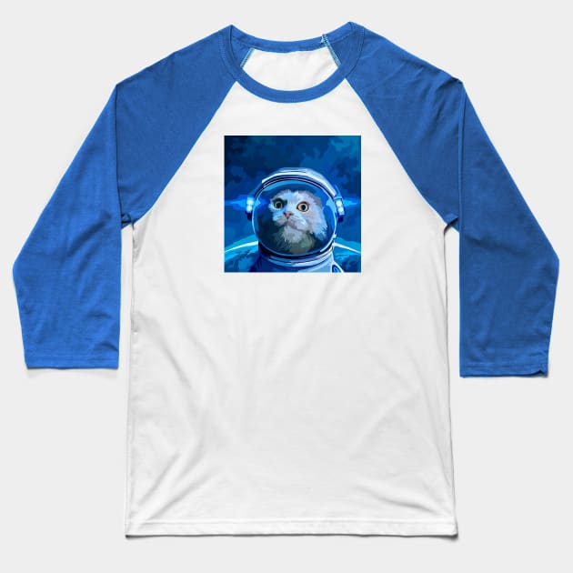 Astronaut Cat in Space Baseball T-Shirt by Glenn Landas Digital Art